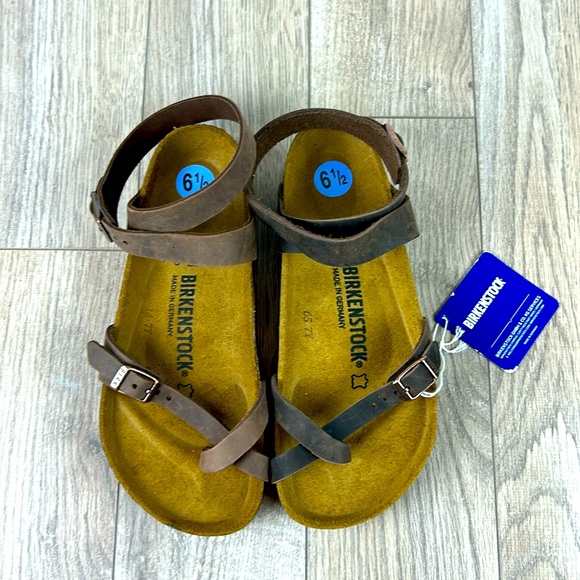 Birkenstock Shoes - New nwt BIRKENSTOCK Yara brown leather ankle sandals gladiator shoes women’s 37